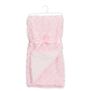 Plush Fleece Baby Blanket With Animals - Pink