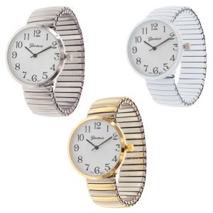 Shiny Metal Finish Stretch Band Watches