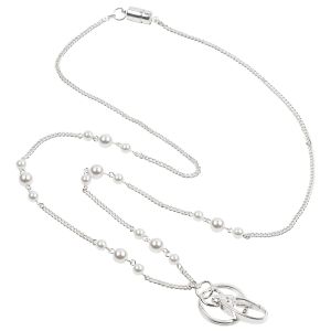 Breakaway Beaded ID Necklace - Vanessa - Silver and Pearl