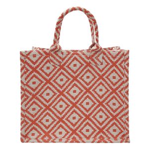 Designer Tote Bag with Vegan Leather Lining - Coral