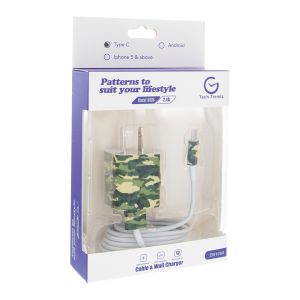 Type-C Patterned Cable and Wall Charger - Camo