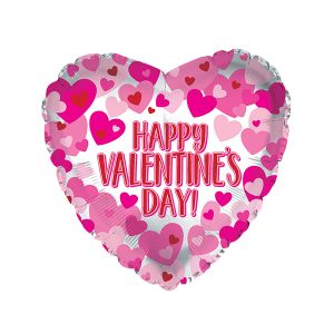 Happy Valentine's Day Hearts on Pearlescent Background Foil Balloon