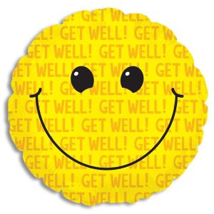 Smiley Face with Get Well Background Foil Balloon