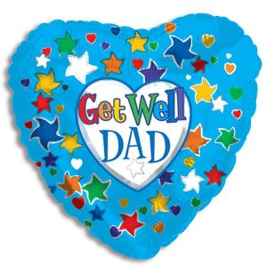 Get Well Dad Heart and Flowers Foil Balloon - Bagged