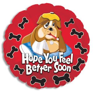 Hope You Feel Better Soon Bulldog Foil Balloon