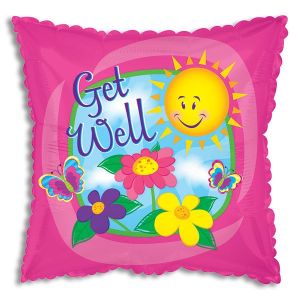 Get Well Sunshine Square Foil Balloon