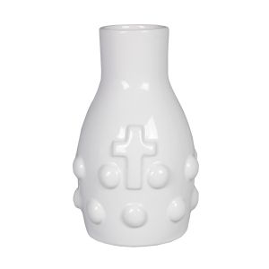 White Ceramic Vase with Cross Design