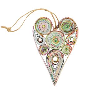 Eco-Art Quilled Recycled Magazine Ornament - Heart