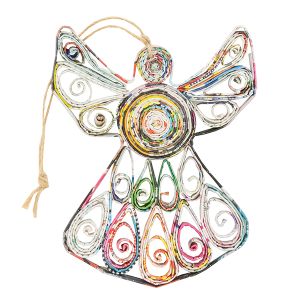 Eco-Art Quilled Recycled Magazine Ornament - Angel