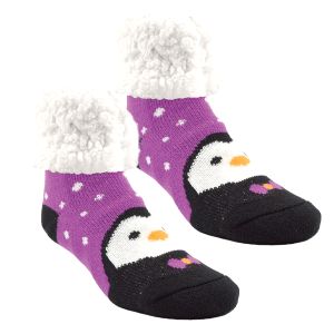 Faux-Fur Slipper Socks - Penguin