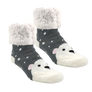 Faux-Fur Slipper Socks - Polar Bear