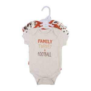 3-Pack Baby Bodysuits - Family Turkey and Football