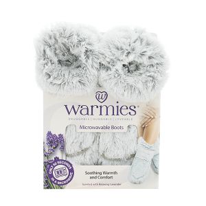 Warmies Soothing Microwavable Marshmallow Gray Boots - Relaxing Lavender