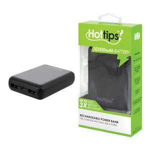 HotTips Rechargeable Power Bank with Dual USB-A Ports