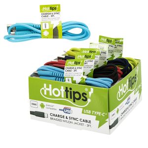HotTips Type-C Braided Charge & Sync Cable - 3 Foot