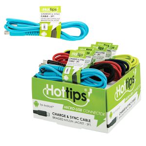 HotTips Micro USB Braided Charge & Sync Cable - 3 Foot