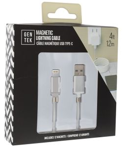 Gen Tek Apple Lightning To USB Magnetic Wrap Cable - 4 Foot