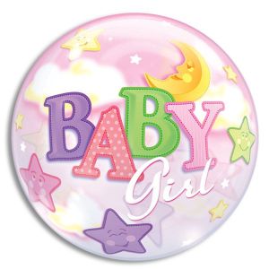 Bubble Balloon - Baby Girl Moon and Stars