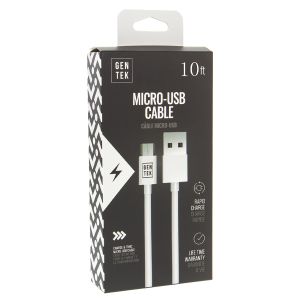 Gen Tek Micro USB to USB Charging Cable - 10 Foot