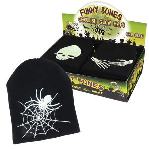 Glow-in-the-Dark Knitted Skull Caps - Display
