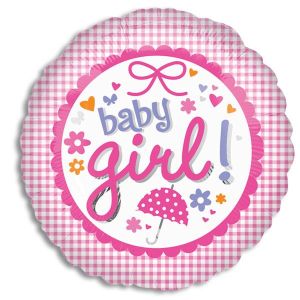 Baby Girl Gingham Foil Balloon - Bagged
