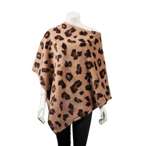 Leopard Faux-Fur Poncho - Brown