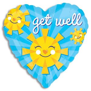 Get Well Smiley Face Suns Foil Balloon - Bagged