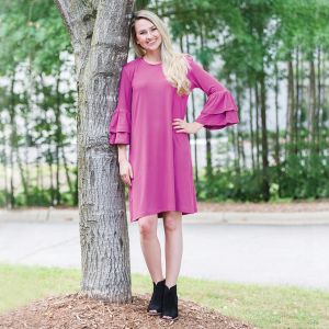 Women's Pink Ruffled Dress - Medium