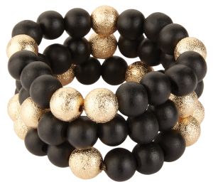 3-Piece Stretchable Bead Bracelet With Gold Accent
