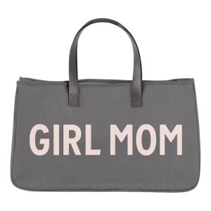 Canvas Tote with Leather Handle - Girl Mom