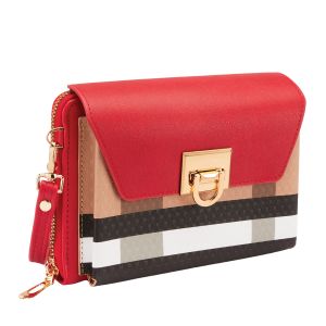 Vegan Leather Crossbody Bag with Phone Pocket - Red