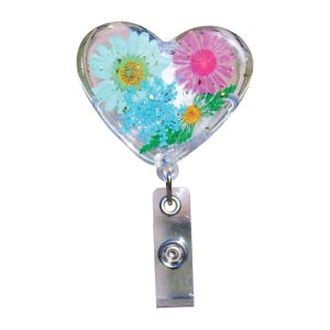 Glitterific Badge Reel - Flower Heart