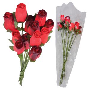 Wood Rose Bouquet - Red