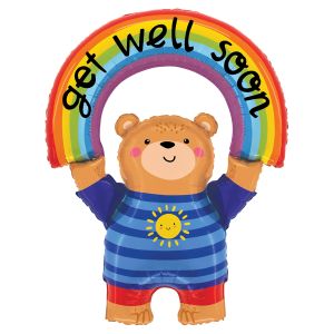 Jumbo Foil Balloon - Get Well Soon Rainbow Bear