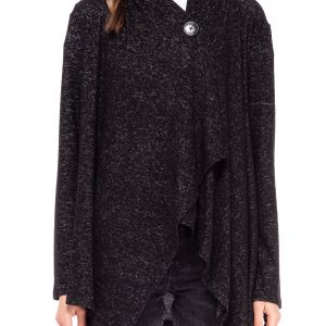 One Button Knit Long Sleeve Cardigan - Raven Small and Medium 1