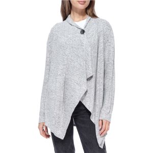 One Button Knit Long Sleeve Cardigan - Gray Small and Medium