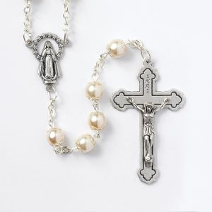 Rosary - 7MM Capped Pearl Beads