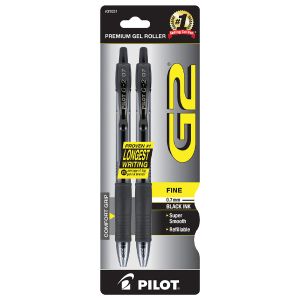 Pilot G2 Premium Gel Roller Pens - 2ct Blister Card - Fine Point - Black