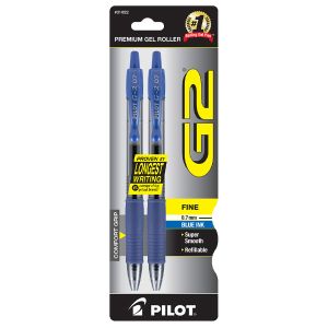 Pilot G2 Premium Gel Roller Pens - 2ct Blister Card - Fine Point - Blue