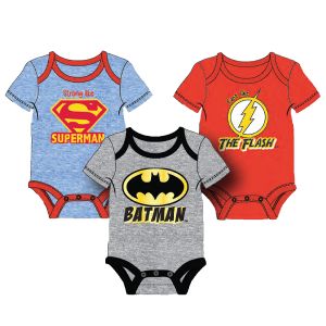3-Pack Baby Bodysuits - DC Superheroes