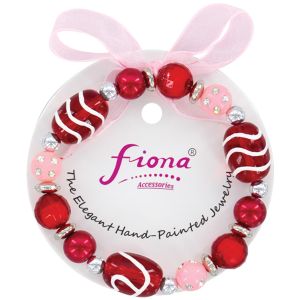 Painted Glass Bead Stretch Bracelet - Valentine's Day