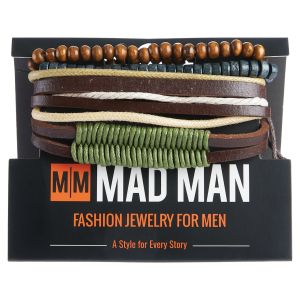 Mad Man Men's Chevron Multi-Strand Leather Bracelet