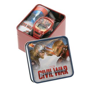 LCD Date & Time Watch in Tin Case - Marvel Captain America Civil War