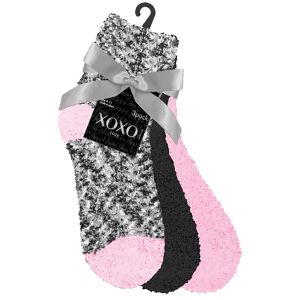 3-Pair XOXO Cozy Socks - Pink & Black