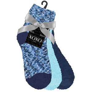 3-Pair XOXO Cozy Socks - Blue