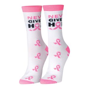 Pink Ribbon Socks - Never Give Up Hope