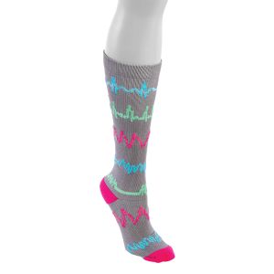 Fashion Compression Socks - EKG Rhythm - Gray - Large-XL