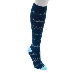 Fashion Compression Socks - EKG Rhythm - Navy - Large-XL