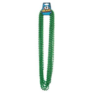 12-Piece Metallic Green Bead Necklaces