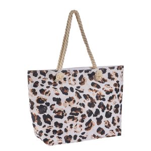 Leopard Print Tote With Rope Handles